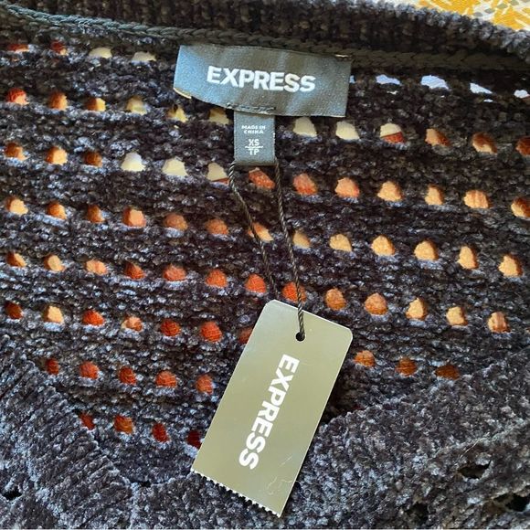 Express • Chenille Chunky Open Knit Vneck Sweater in Black - Picture 10 of 12